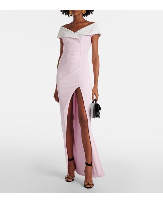 Balmain Pink Draped Off-Shoulder Jersey Gown