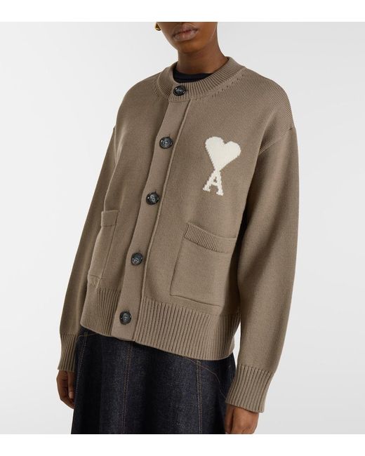 AMI Natural Ami De Cour Wool And Cotton Cardigan