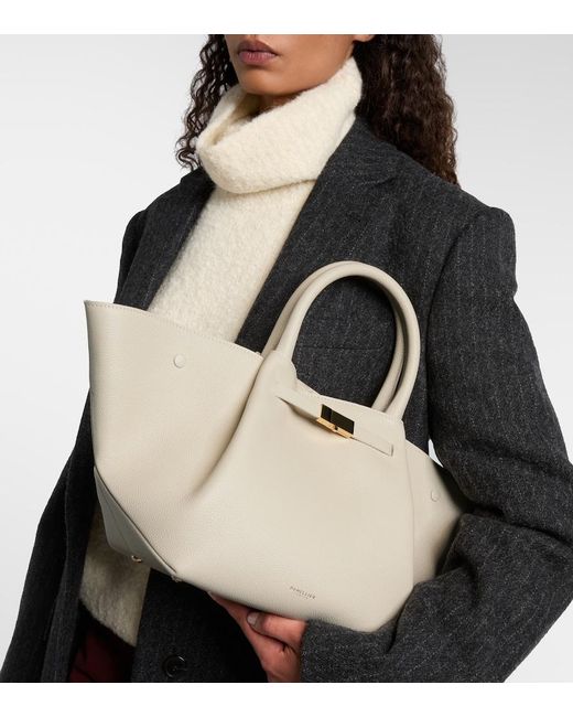 DeMellier London White New York Midi Leather Top-Handle Bag