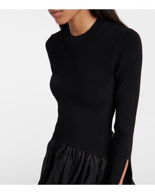 Jonathan Simkhai Black Kenlie Taffeta-Trimmed Midi Dress