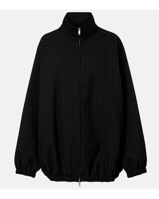 Frankie Shop Black Baxter Oversized Pinstripe Blouson Jacket