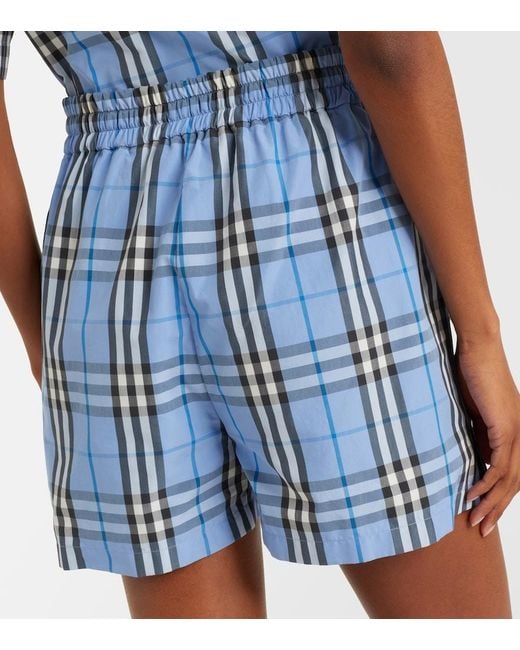 Burberry Blue Check Cotton Shorts