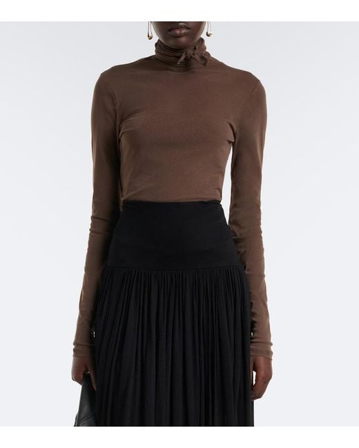Lemaire Brown Mesh Turtleneck Top