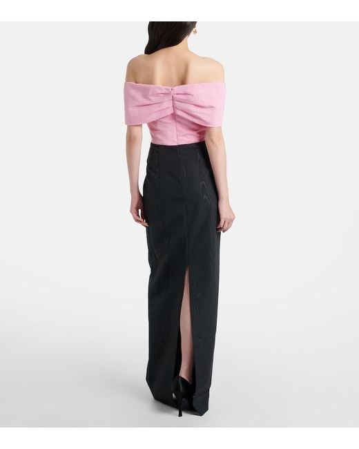 Rebecca Vallance Pink Amaro Off-Shoulder Taffeta Gown