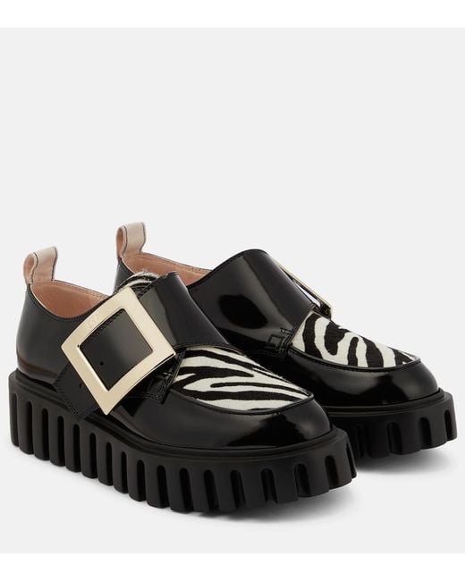 Roger Vivier Black Viv' Go-thick Patent Leather Platform Loafers