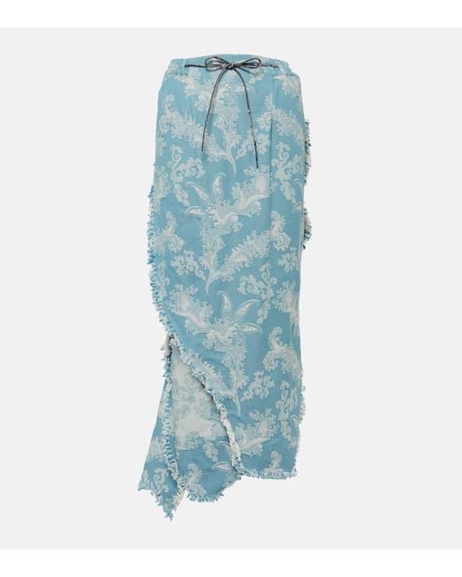 Vivienne Westwood Blue Metro Jacquard Cotton Midi Skirt