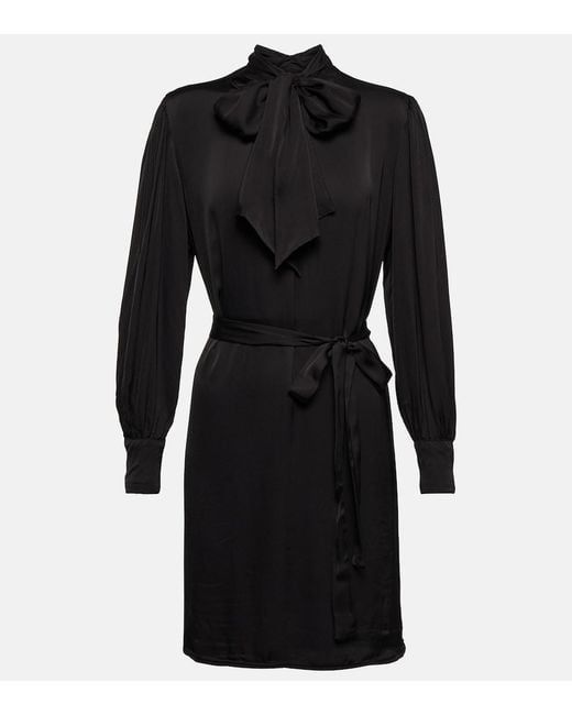 Velvet Black Evelyn Satin Shirt Mini Dress