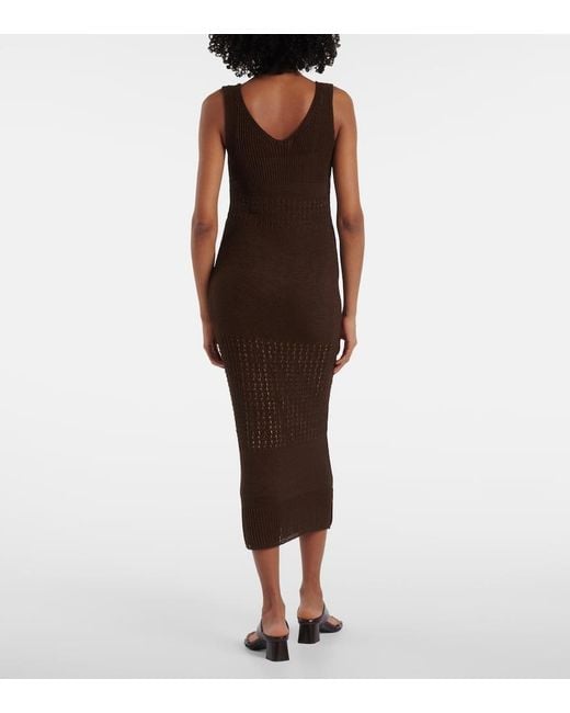 Max Mara Brown Maxikleid Valois Aus Einem Baumwollgemisch