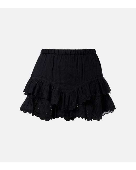 Isabel Marant Black Jocadia Broderie Anglaise Cotton Shorts