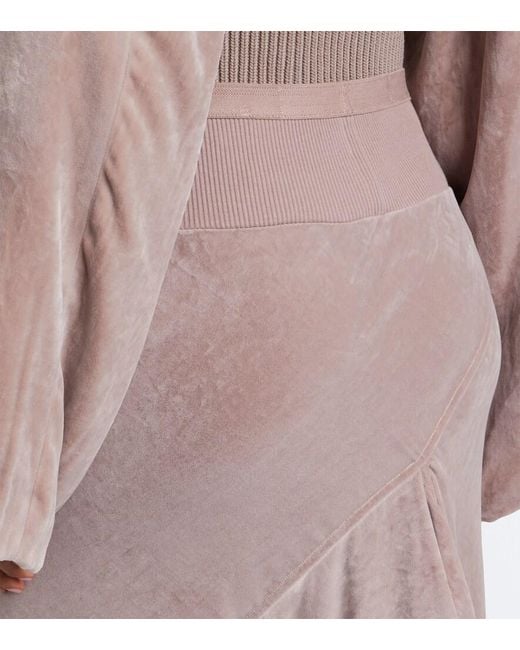 Rick Owens Brown Velvet Midi Skirt