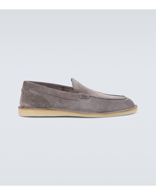 Dolce & Gabbana Gray New Florio Ideal Suede Loafers for men