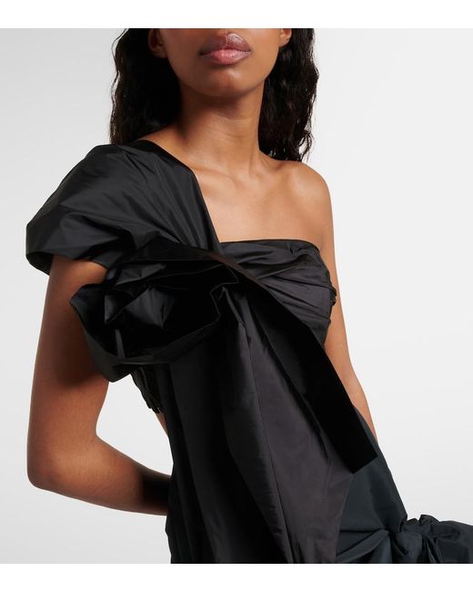 Simone Rocha Black Floral-Applique Draped Crop Top