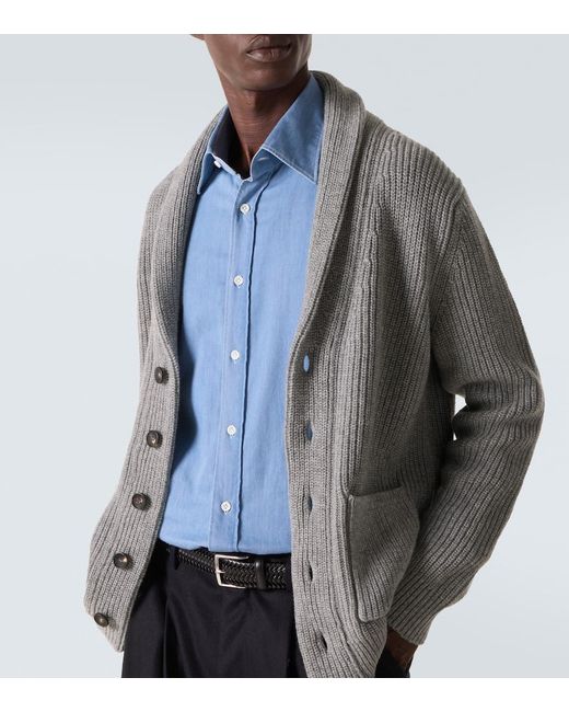 Thom Sweeney Cardigan Aus Wolle Und Kaschmir in Gray für Herren