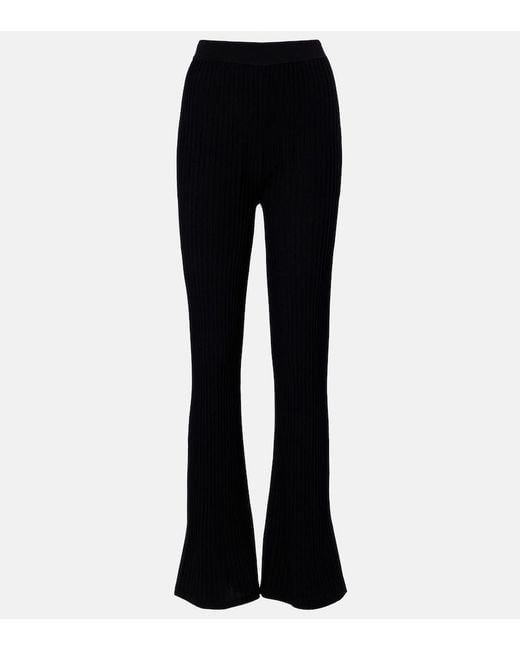 Max Mara Black Bello Ribbed-Knit Flared Pants