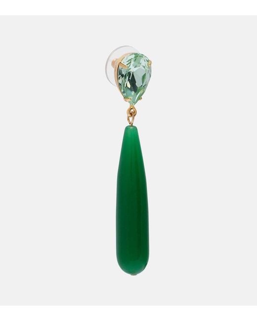 Jennifer Behr Green Caroline Embellished Drop Earrings