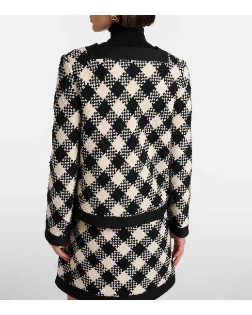 Valentino Black Checked Ruffled Tweed Jacket