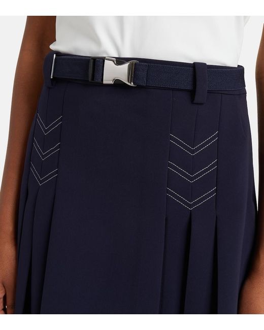 Tory Burch Blue Belted Pleated Miniskirt