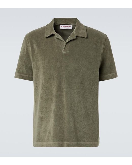 Orlebar Brown Green Terry Resort Cotton Terry Polo Shirt for men