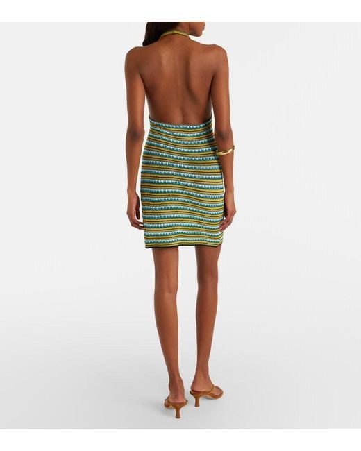 Staud Green Greta Striped Cotton Minidress