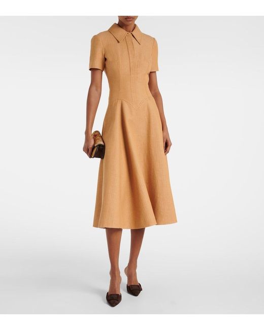 Emilia Wickstead Natural Jody Cotton And Linen Blend Dress