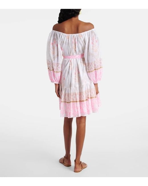 Juliet Dunn Pink Bedrucktes Minikleid Aus Baumwolle