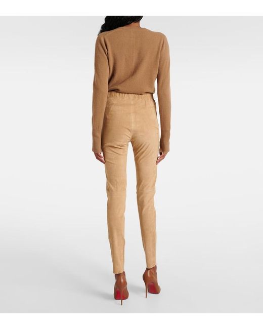 Joseph Natural Mid-Rise Suede Leggings