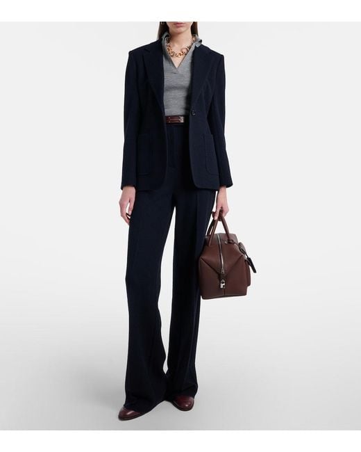 Max Mara Blue Utilita Virgin Wool Jersey Blazer