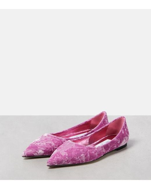 Jimmy Choo Pink Love Velvet Ballet Flats