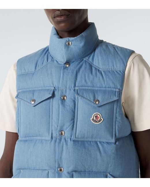 Moncler Blue Ervional Denim Down Vest for men