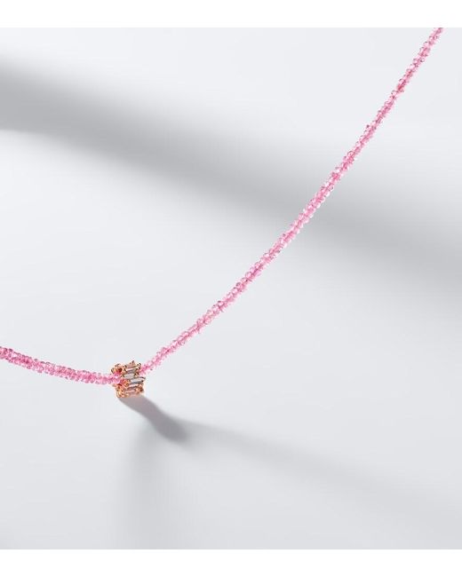 Suzanne Kalan White Infinite 18Kt Rose Beaded Necklace With Spinels And Diamonds