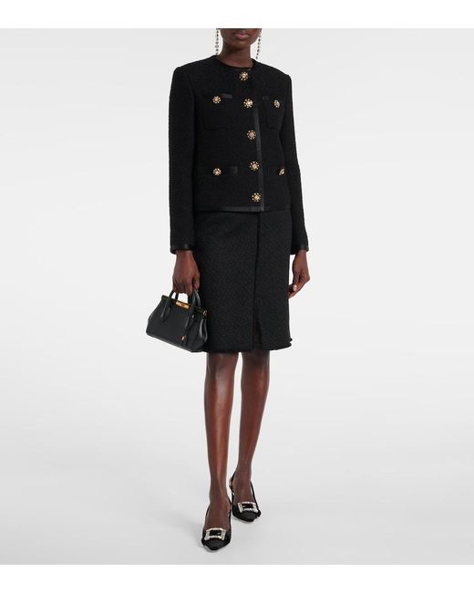 Dolce & Gabbana Black Embellished Velvet Slingback Pumps