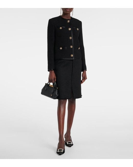 Dolce & Gabbana Black Embellished Velvet Slingback Pumps