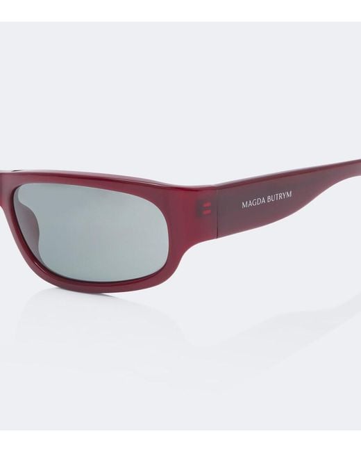 Magda Butrym Red Rectangular Acetate Sunglasses