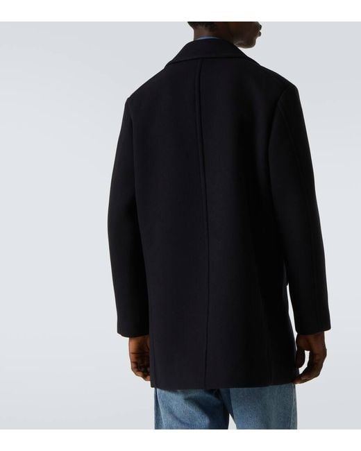 AURALEE Wool Melton Peacoat in Black for Men | Lyst UK