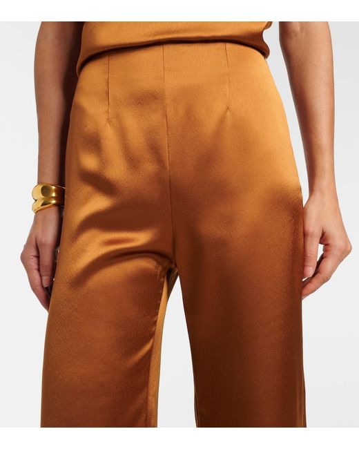 Galvan Brown Sister Moon Satin Wide-Leg Pants