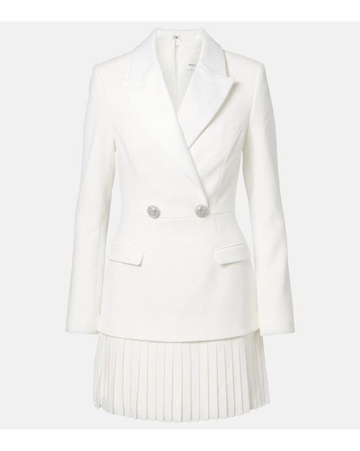 Rebecca Vallance White Bridal Atlas Pleated Blazer Dress