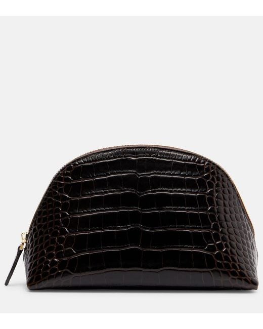 Totême Black Small Croc-Effect Leather Pouch