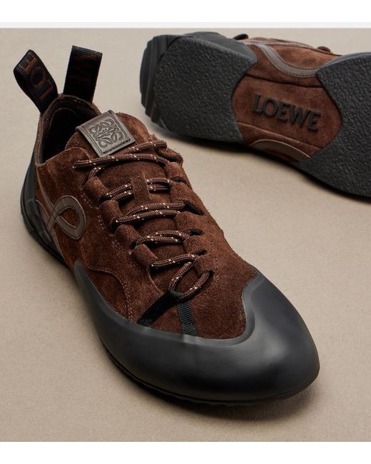 Loewe Brown Grip Anagram Suede Sneakers