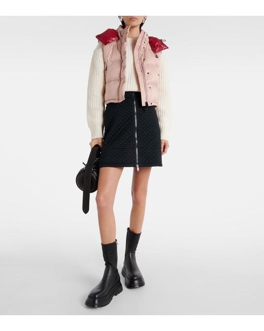 Moncler Black High-Rise Quilted Miniskirt