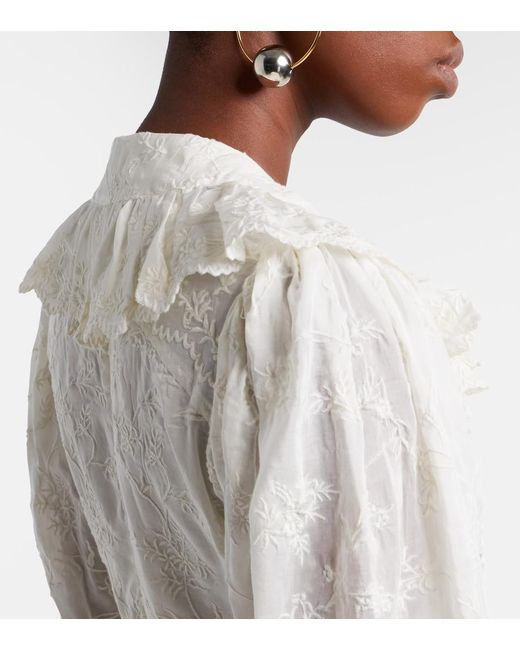 Isabel Marant White Zoen Floral Cotton And Silk Maxi Dress