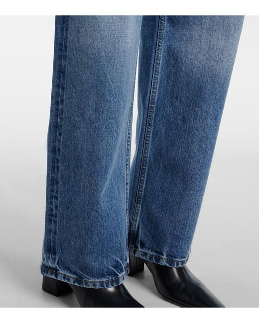 Jeans A Gamba Larga V-Waist di Saint Laurent in Blue