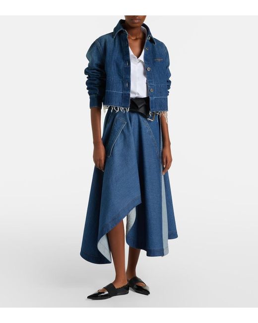 Givenchy Blue Asymmetric Denim Midi Skirt