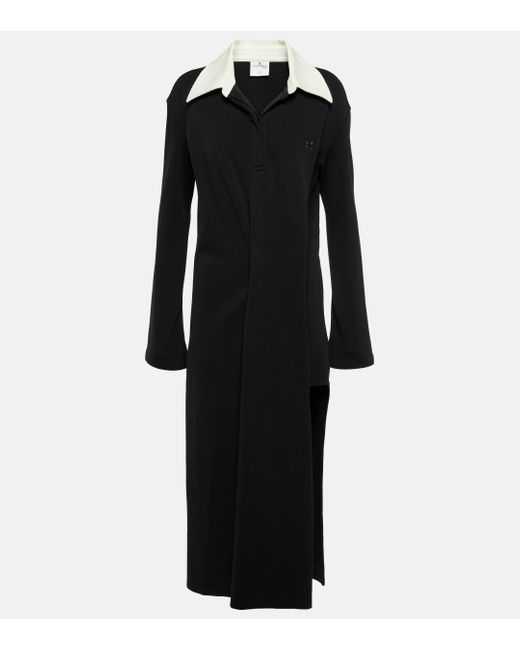 Courreges Black Twist Cotton-blend Pique Polo Dress