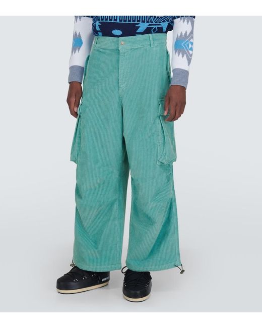 Alanui Green Velvet Corduroy Cargo Pants for men