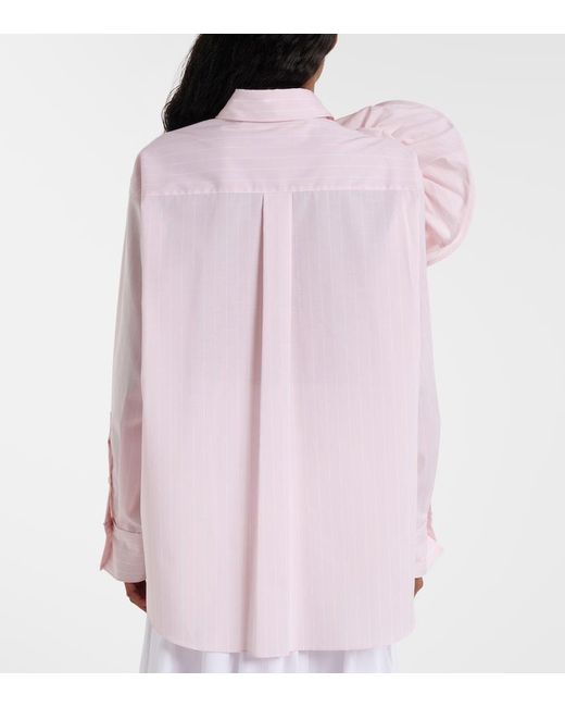 Dorothee Schumacher Pink Striped Power Floral-Applique Cotton-Blend Shirt