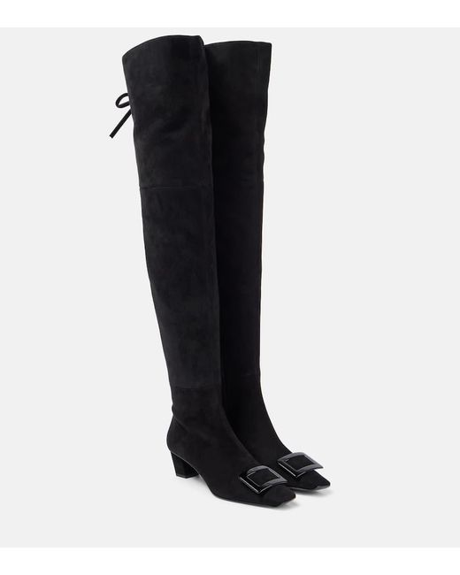 Roger Vivier Black Belle Vivier 45 Suede Over-The-Knee Boots