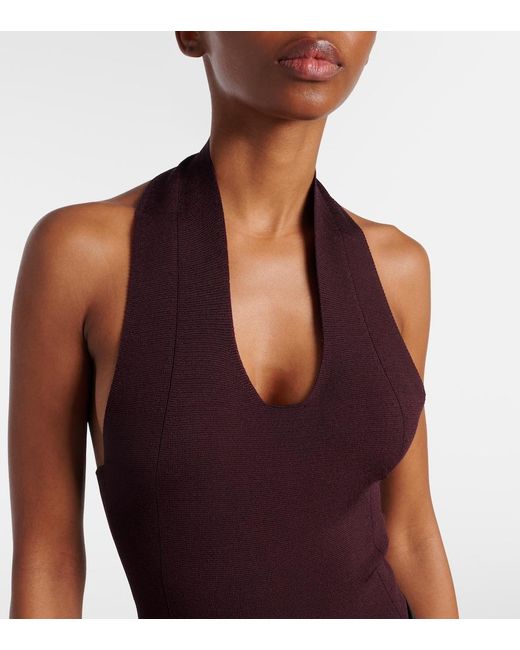 Khaite Purple Toto Knitted Open-Back Bodysuit