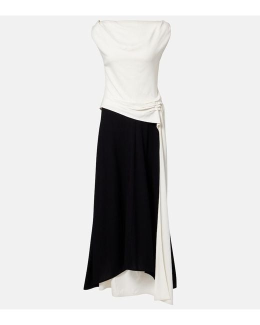 Proenza Schouler Black Daliah Draped Crepe Satin Maxi Dress
