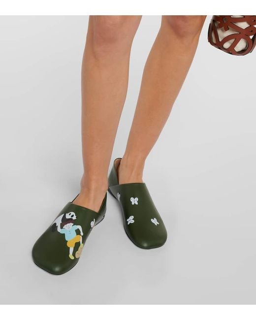 X Suna Fujita - Slippers Toy in pelle di Loewe in Green