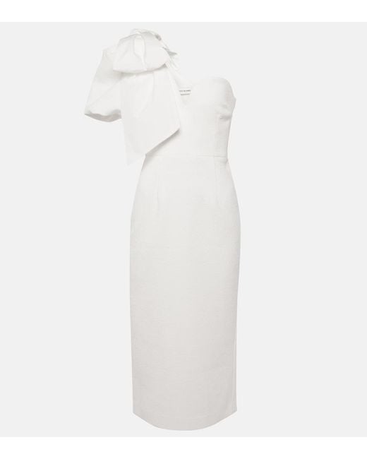 Rebecca Vallance White Bridal Bon Ami Bow-Detail Midi Dress